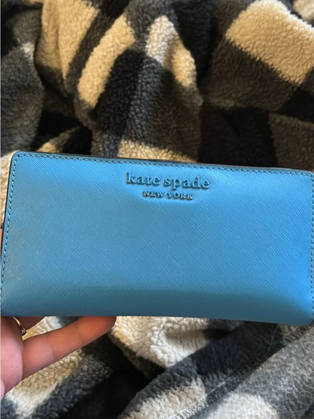 kate spade Bright Turquoise Saffiano Zip Coin Purse
